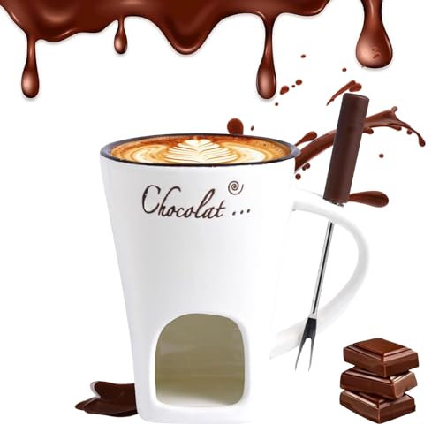 DAZZTIME Tazza per Fonduta in Ceramica,130ml Tazza per fondere pentola Calda al Cioccolato,Tazza per Fonduta di Cioccolato,Fonduta Cioccolato Ceramica Set,per Caramelle e Cioccolato