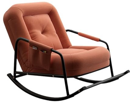 Schaukelstühle Cordstoff, Abnehmbarer Unterrahmen, Fünfstufige Verstellung Der Rückenlehne, Schaukelsessel Wohnzimmer, für Wohnzimmer, Schlafzimmer(Orange)