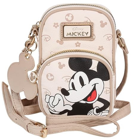 Mickey Mouse Disney Beige Beutel, kleine Handtasche mit verstellbarem Riemen, Minihandtasche 18x5x12 cm (Mickey Mouse Crema)