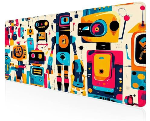 Gaming Mauspad Abstrakter Roboter Mauspad, Gaming Mousepad groß, mit Wasserdicht Rutschfester Vernähten Kanten schreibtischunterlage, verbessert Präzision und Geschwindigkeit 100x50 cm Z-571