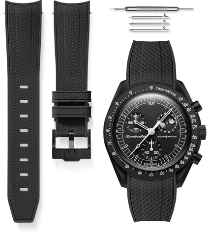 HORACE Bracelet de Montre bi-color 20 mm en Silicone Haute Résistance – Dégagement Rapide – Compatible Omega x Swatch MoonSwatch – Kit de montage inclus