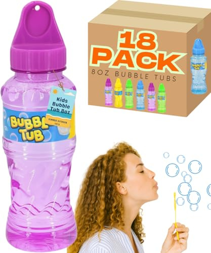 Electoys Kids Bubbles 8oz Solution with Wand | Bubble Wands for Kids Party Bags Filler | Bubbles Mix Liquid Tube | Bubble Blower Toy Tub | Outdoor Garden Summer Party Fun | Assorted Colours | 18 Pack