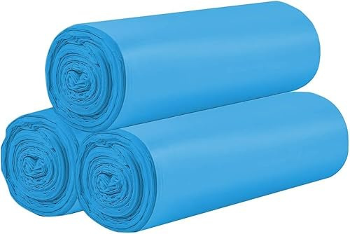 Lot de 3 rouleaux de petits sacs poubelle - 60 sacs poubelle robustes de 15 l - Pour la maison, le bureau, la cuisine, la salle de bain et la chambre d'enfant - Bleu