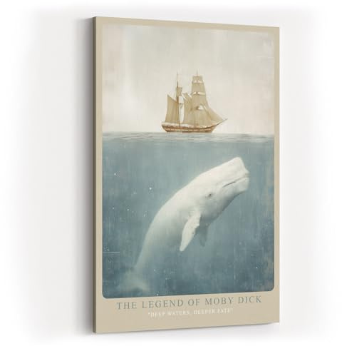 Paul Sinus Wandbild in 60x90cm The Legend of Moby Dick – Segelschiff und weißer Wal in maritimer Komposition