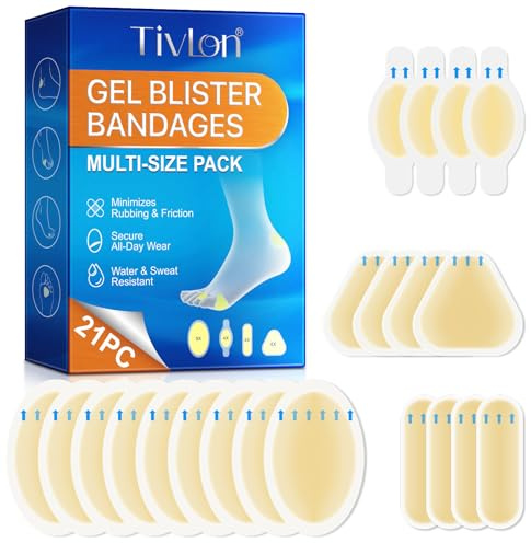 21 Pièces de Pansements Ampoules Aux Pieds - Invisible Hydrocolloid Gel Blister Bandages - Coussins d'ampoules pour le talon, les Orteils et Les Pieds