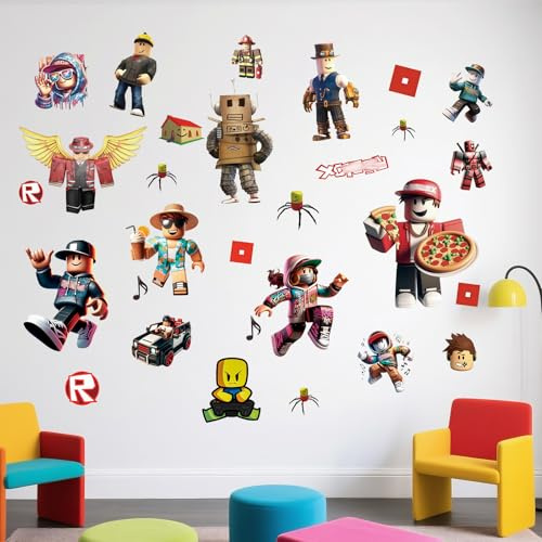 2 Stück Ro-blx Wandaufkleber Kinderzimmer Videospiel Wandsticker Wohnzimmer Küche dekorative Wandaufkleber Cartoon Wandtattoo Kinderzimmer Hause Wanddekoration