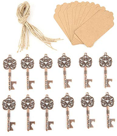 kaisudiAP Vintage Key Bottle Opener Set Crown Pattern Delicate Champagne Opener for Wedding Party Decor 12Pcs
