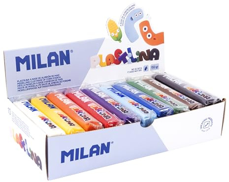 Milan Caja expositora 10 Barras de plastilina de 150 g, Colores Surtidos, Multicolor, 150g (FACTIS, S.A. 91411510B)