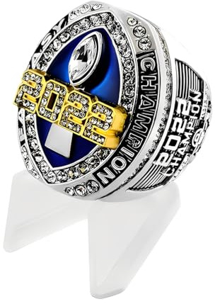 Huadafun 2022 Fantasy Football Champion Ring Replik – Schwerer FFL Meisterschaftsring mit Holzbox, Rugby Sammlergeschenk für Herren und Fans,Size12#