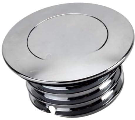 Tankdeckel for Harley-Davidson Softail, Street, Breakout, FXST, FXBB, FXBR 114, FXBRS, FXBBS (2018–2022), verchromt, im Uhrzeigersinn öffnend, aus Aluminium, Pop-Up-Design(Silver)