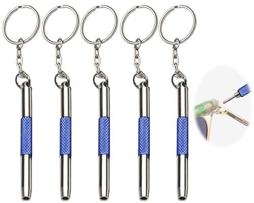 Stalora 5 pcs Tournevis de Précision pour Lunettes, Mini Kit de Réparation Portable avec Porte-clés, Outils pour Opticien, Visserie et Bijoux