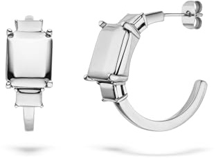 LIEBESKIND BERLIN Damen Schmuck im Diamond Design - Creolen mit Steel Diamond in Silber - alltagstauglich & besonders - Geschenkidee