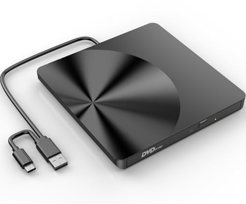 TEMZICK Extern CD-enhet, USB 3.0 bärbar CD/DVD +/-RW Drive Slim DVD/CD ROM Rewriter brännare för laptop stationär PC Windows och Linux OS Apple Mac Macbook Pro