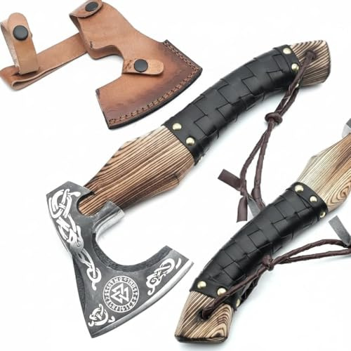 Custom Handmade Axe with 14 Inches Ash Handle and Carbon Steel Blade -from TATLA CRAFT (Camping-Axe-1)