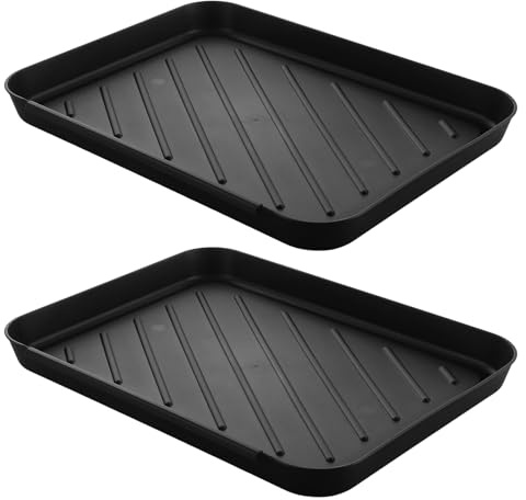 Axincardarm Boot Tray Plastic Shoe Drip Tray Indoor Outdoor Black Set of 2 | Boot Mat Tray, for Shoes, Rain, Winter Boots