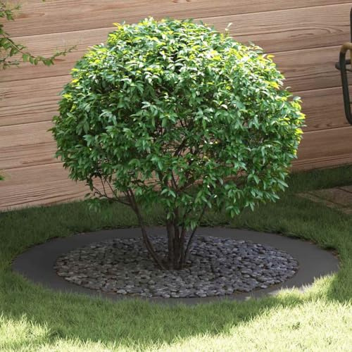 WHOPBXGAD Anneau d'arbre Décoratif Moderne en Acier Noir Ø90/120 cm pour Jardin et Terrasse, Protection Racinaire, Design Épuré et Durable pour Aménagement Paysager Extérieur