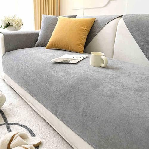 Wasserdicht Sofa Überzug Sofabezug,Sofadecken Für Sitzfläche Hund Katze Sofaschoner Anti Rutsch Vintage Couch Überzug für U/L Form Sektionssofa für 1 2 3 4 Sitzer Sektionssofa,Dark Grey,90x180cm