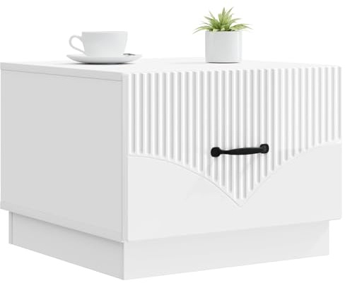 vidaXL Couchtisch Hochglanz Weiß 49 x 50 x 37 cm Holzwerkstoff, Stylischer Vintage-Couchtisch, rechteckig, aus hochwertigem Holz, viel Stauraum, praktischer Akzent fürs Wohnzimmer