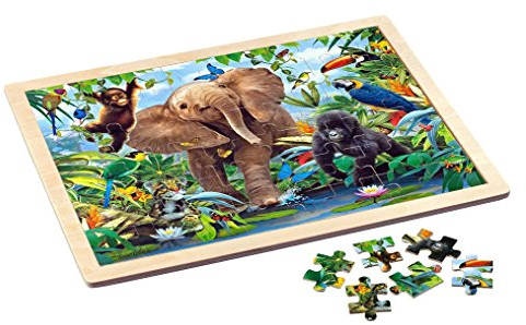 Philos 9002 - Holz-Rahmenpuzzle Junior Dschungel 48 Teile