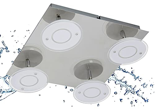 Trango Design 4-flammig 2116 LED Bad Deckenleuchte IP44 Deckenstrahler *SHERRY* Strahler, Deckenspots, Badlampe mit eingebauten LED Lampen