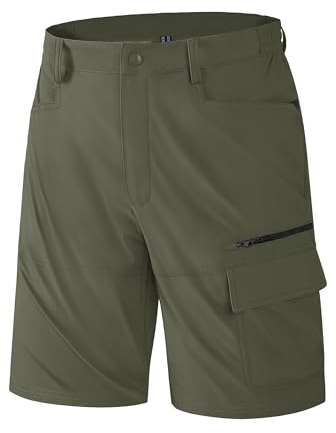KEFITEVD Kurze Hosen Herren Sommer Arbeits Shorts Wanderhose Cargoshorts Sommer Trekking Hochbelastbar Armeegrün 38