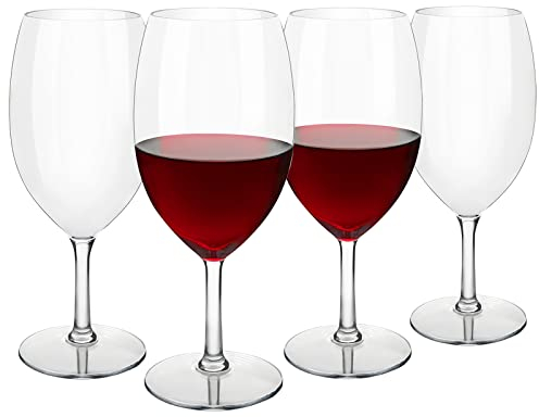 COOKY.D Verres à vin Blanc Rouge Verres à vin en Tritan-plastique Incassables 570 ml, Lavables au Lave-Vaisselle, Lot de 2