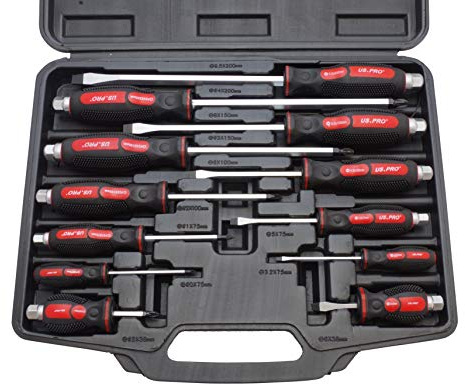 US.PRO by Bergen 12pc Mechanic GO-THROUGH INDUSTRIAL SCREWDRIVERS B1503