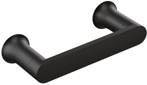 Moen Genta LX Matte Black Modern Wall Mount Pivoting Toilet Paper Holder, Modern Toilet Roll Holder for Bathroom, BH3808BL