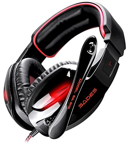 Casque Gaming Casque de Jeu avec Son Surround stéréo avec Microphone et contrôle du Volume pour PC Gamer