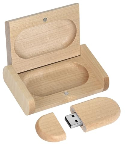 Memoria USB 2.0 de madera de 16 GB de almacenamiento de datos, memoria USB Stick con caja de madera