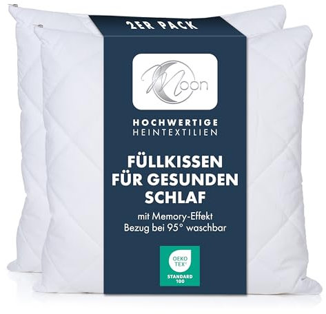 Moon - 2er Pack Füllkissen Viscoschaum Flocken - extra fest mit 625g - Sofakissen mit Memory-Effekt - 95° waschbar (60x60 cm)