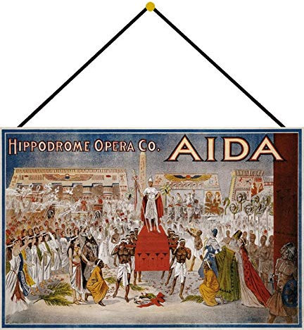 generisch Blechschild 20x30cm gewölbt mit Kordel Hippodrome Opera Co Aida Verdi Oper Metall Deko Geschenk Schild