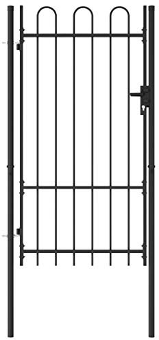 Tidyard Metall Gartentor Zauntor Einzeltor Hoftor Einfahrtstor Zauntür Gartentür Abschließbar mit 3 Schloss, 1x1,75 m Schwarz Stahl