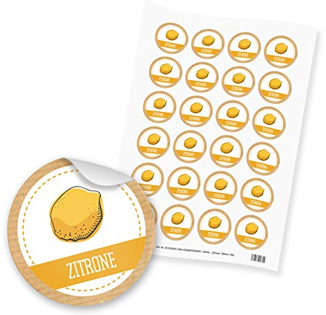 itenga 24x Sticker Aufkleber Zitrone Marmelade Konfitüre Likör Etikett für Einmachgläser Weckgläser