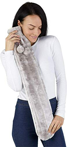 Marco Paul Hot Water Bottle with Plush Cover 2 Litre Hot Water Bag Winter Warmer Faux Fur Back Pain Relief Neck Pain Relief Chronic Pain Period Pain Relief Leakproof Durable Safe (Grey)