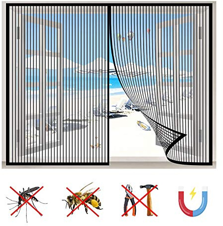 Moustiquaire Fenêtre Magnétique, Anti-Mosquito Auto-adhésif Rideau, Automatiquementfermé, pour Plupart Les Types FenêTres-Black-a|| 45x55inch(115x140cm)