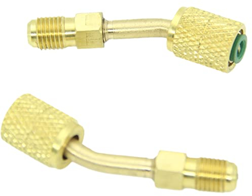 R410a Adapter 2 Stück mit Kausche 5/16 Zoll SAE Buchse Schnellkupplung auf 1/4 Zoll SAE männlich Flare Klimaanlage Schlauchverbinder für 45 Grad Mini Split System Adapter, R410a Manifold Gauge Set