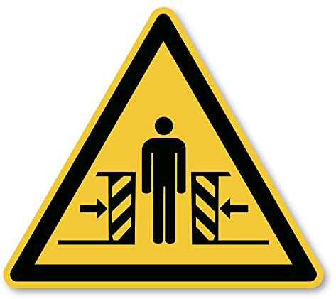 Warnung vor Quetschgefahr: W019 - DIN EN ISO 7010 / ASR A1.3 - Aufkleber: 20 cm, 1 Stück