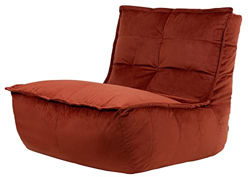 Icon Dolce Sitzsack-Leige für Erwachsene, Terracotta, Flauschiger Samtstoff, Riesen Sitzsack Samt mit Füllung, Bean Bag Chair, Bequemer Sessel Wohnzimmer, Lounge, Schlafzimmer, Büro