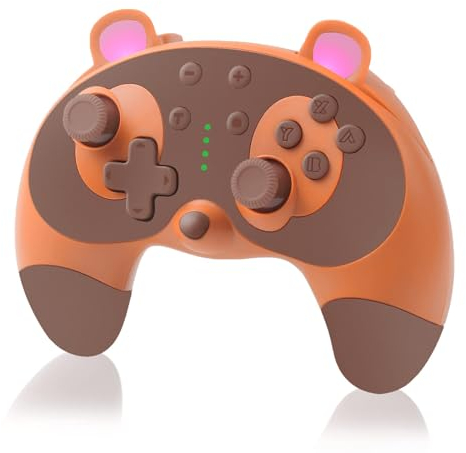 STOGA Wireless Switch Controller per Nintendo, Simpatico Animale Procione Gamecube Controller per Nintendo Switch OLED/Lite con Wake-up/Turbo/Dual Motors/ 6 Axis Funzione