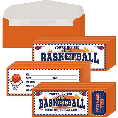50 Stück Basketball-Geburtstagseinladungen mit Umschlägen Sport-Themen-Basketball-Party-Einladungen Geburtstagseinladungen für Jungen Mädchen Geburtstagsparty-Einladungen Gastgeschenke für Babypartys