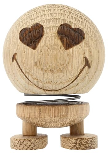 Hoptimist Smiley Love Wackelfigur & Glücksbringer aus Holz, Deko Skandinavisch, Wohnzimmer & Schreibtisch Deko, Büro Gadgets, Tolle Kleine Geschenke, 4,5 x 5,6 x 6,6 cm, Small, Raw Oak