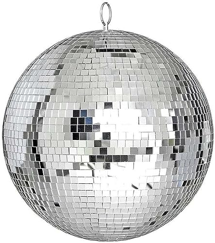 Rismise Disco Spiegel Ball 20cm Spiegelkugel Discokugel Mirrorball Glänzende Disco Ball für Weihnachtsbaum Hochzeit Karneval Geburtstagsfeier Silberne Dekoration Bühnenverein DJ Lichteffekt