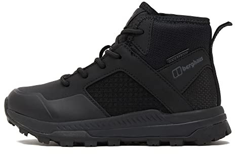Berghaus Kids’ Galactic Mid Walking Boot with High Traction Sole, Waterproof, Breathable, Lightweight, Vegan Friendly Trainer (SolidBlack, UK Footwear Size System, Little Kid, Numeric, Medium, 11)