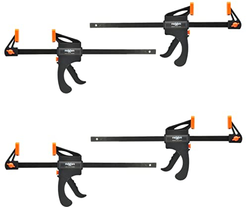 Rexxer 4er Set Einhandzwingen - Schnellspannzwingen zum Klemmen & Spannen (450 mm x 63 mm) Holzzwingen für präzise Fixierung & Spannarbeiten