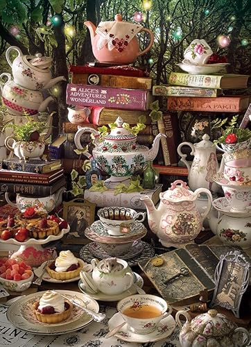 Cobble Hill 1000 Teile Puzzle – We're All Mad Here – Musterposter im Lieferumfang enthalten