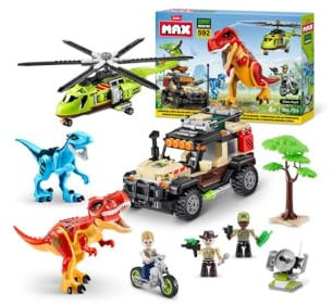 MAX Dino Adventure Dino Hunt (571 pezzi) con mattoncini da costruzione adatti a bambini dai 5 anni in su per creare veicoli e molto altro