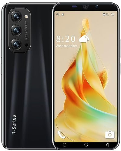 WRTogo Smartphone Offerta del Giorno, Display IPS da 5,0 pollici, 16GB ROM/Espandibile fino a 128 GB, Android 9.0, Doppia SIM, Doppia Fotocamera Smartphone economico con (Reno4-Black)