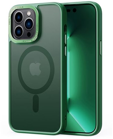 2NSPDRGNI Magnética Funda Compatible con iPhone 13 Pro MAX,Traslucida Mate Carcasa Case Cover,Verde