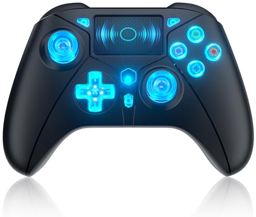 Bonacell Wireless Controller für Ps-4 Dual Vibration Kabellose Gamepad mit Turbo und 3.5mm Audio Jack/LED/Touch Pad Pro/Slim/Pc